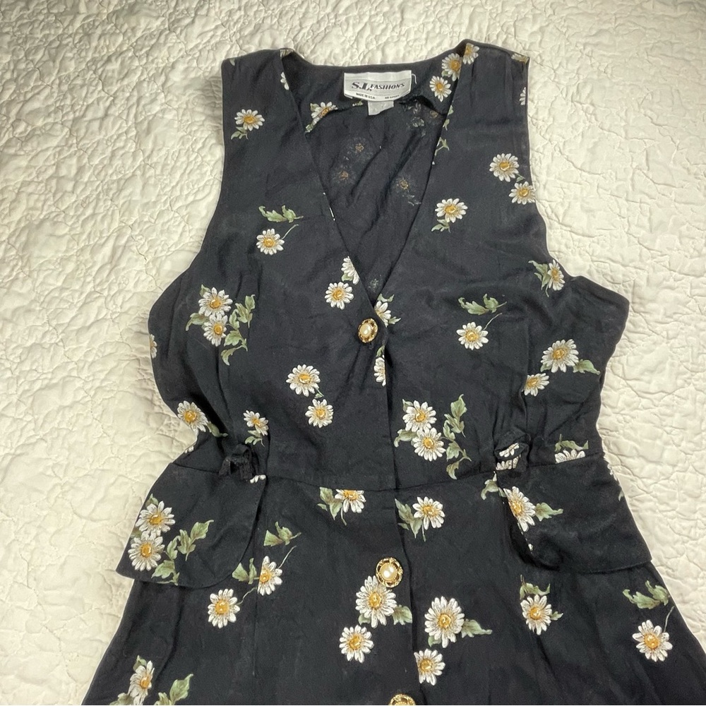 🔥Vintage SL Fashion Floral Sleeveless Midi Dress S/M - Picture 8 of 13